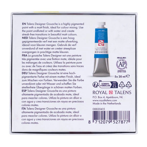 Set de Gouache Extra - Fine – Talens – 5 Tubes de 20 ml – Colour Mixing Set - Librairie Oxford City