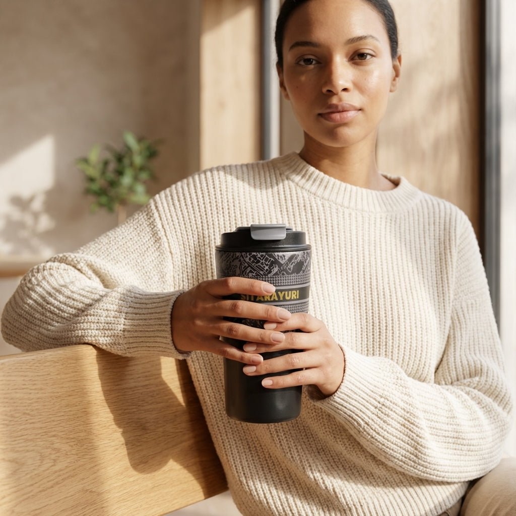 Mug Thermos Inox Sitarayuri – Tasse Café Isotherme Design Imprimé | Oxford City - Librairie Oxford City