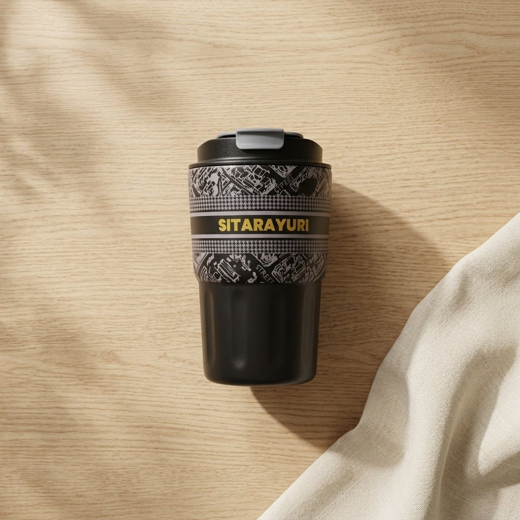 Mug Thermos Inox Sitarayuri – Tasse Café Isotherme Design Imprimé | Oxford City - Librairie Oxford City
