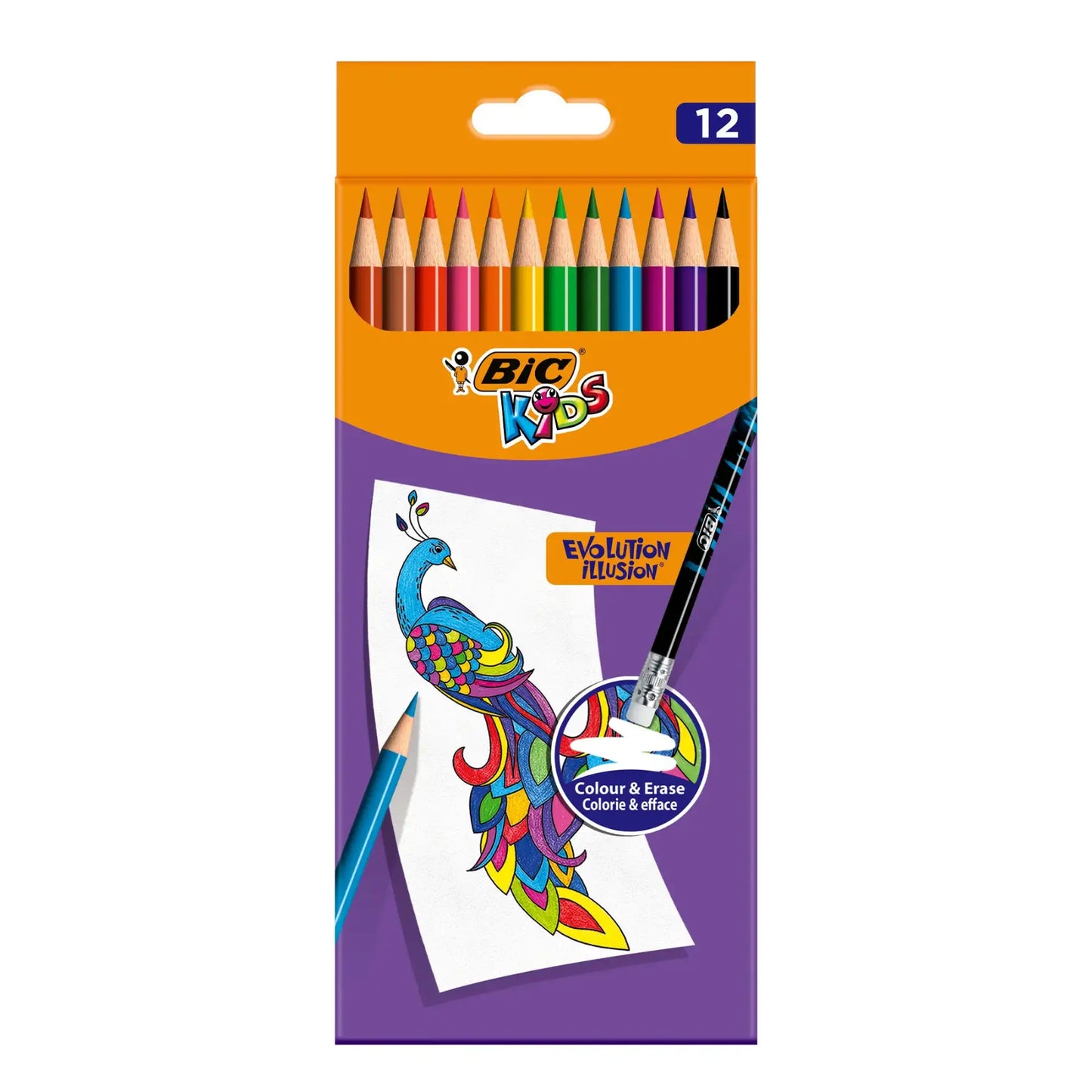Crayons de Couleur Effaçables BIC Kids Evolution Illusion 12 Couleurs - Librairie Oxford City