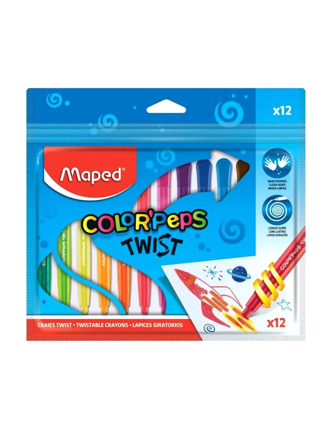 Set de 12 Crayons Cire Color'Peps Twist - Maped - Librairie Oxford City