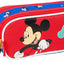 Trousse scolaire Mickey Mouse rouge et bleue avec 2 zips et dragonne