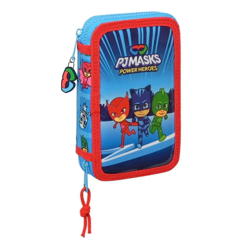 Trousse plate PJ Masks bleue rouge verte avec 28 pièces incluses
