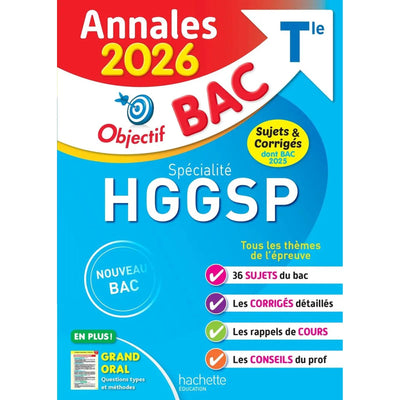 Annales Objectif BAC 2026 - Spécialité HGGSP Tle - sujets et corrigés - Librairie Oxford City