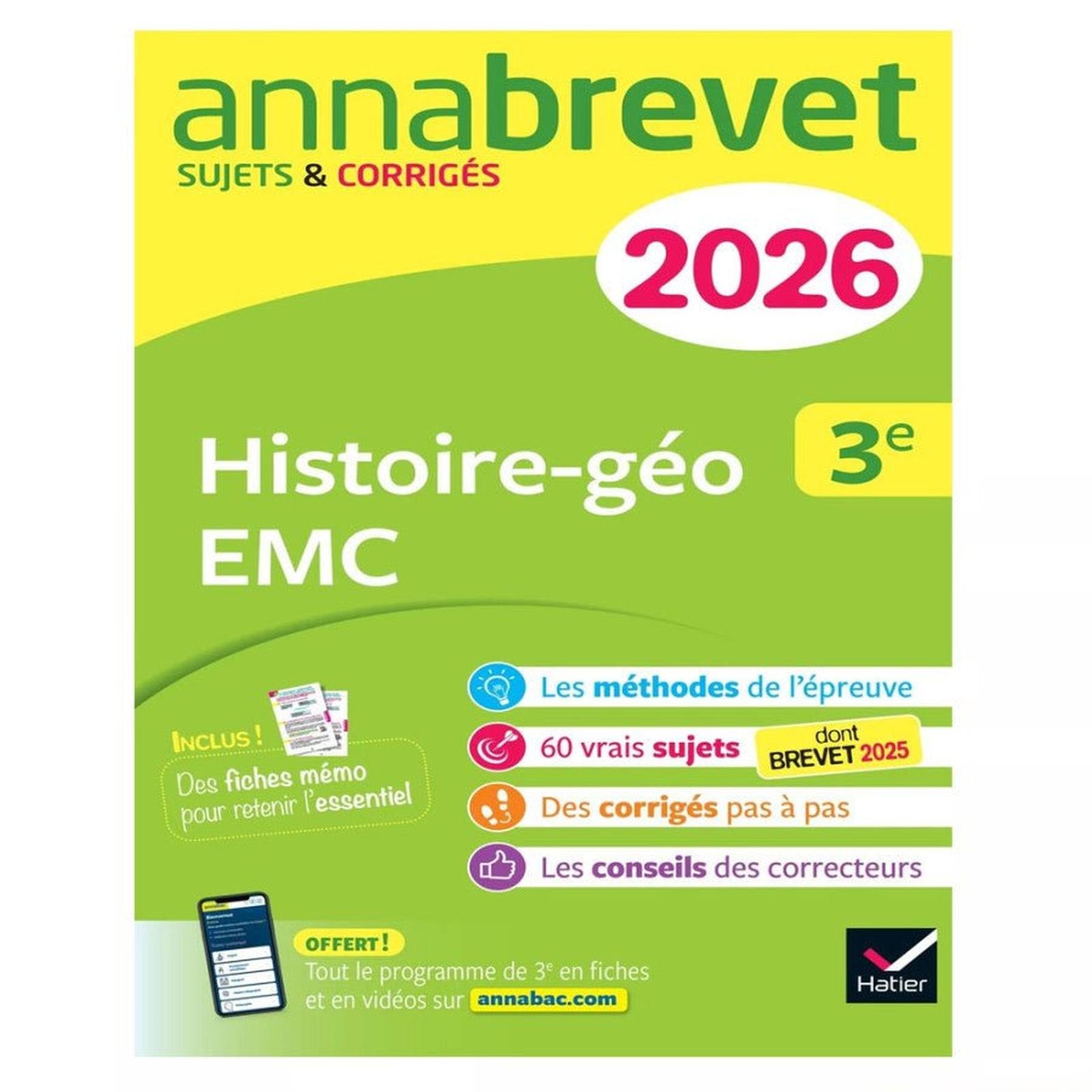 Annales du brevet 2026 - Annabrevet Histoire - géographie EMC 3e - Nouveau brevet - Librairie Oxford City