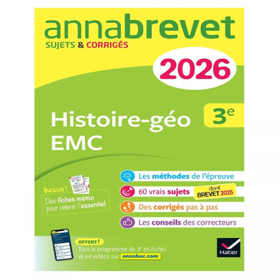 Annales du brevet 2026 - Annabrevet Histoire - géographie EMC 3e - Nouveau brevet - Librairie Oxford City
