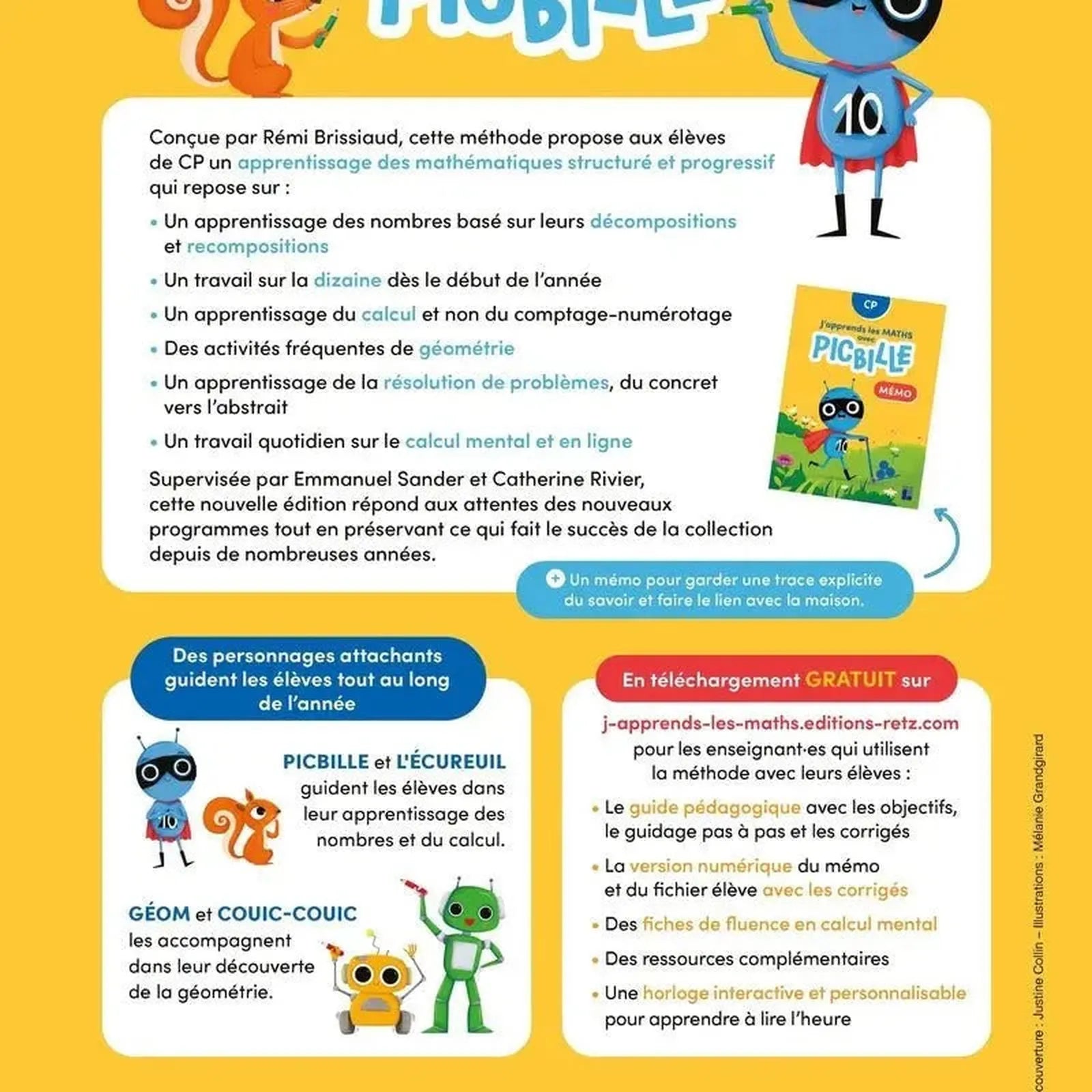 J'apprends les maths avec Picbille CP - Fichier en 2 volumes - Programmes 2025 - Librairie Oxford City