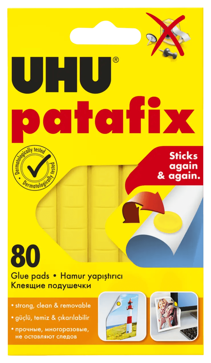 UHU Patafix - Pastilles Adhésives Repositionnables Jaunes 80g - Librairie Oxford City