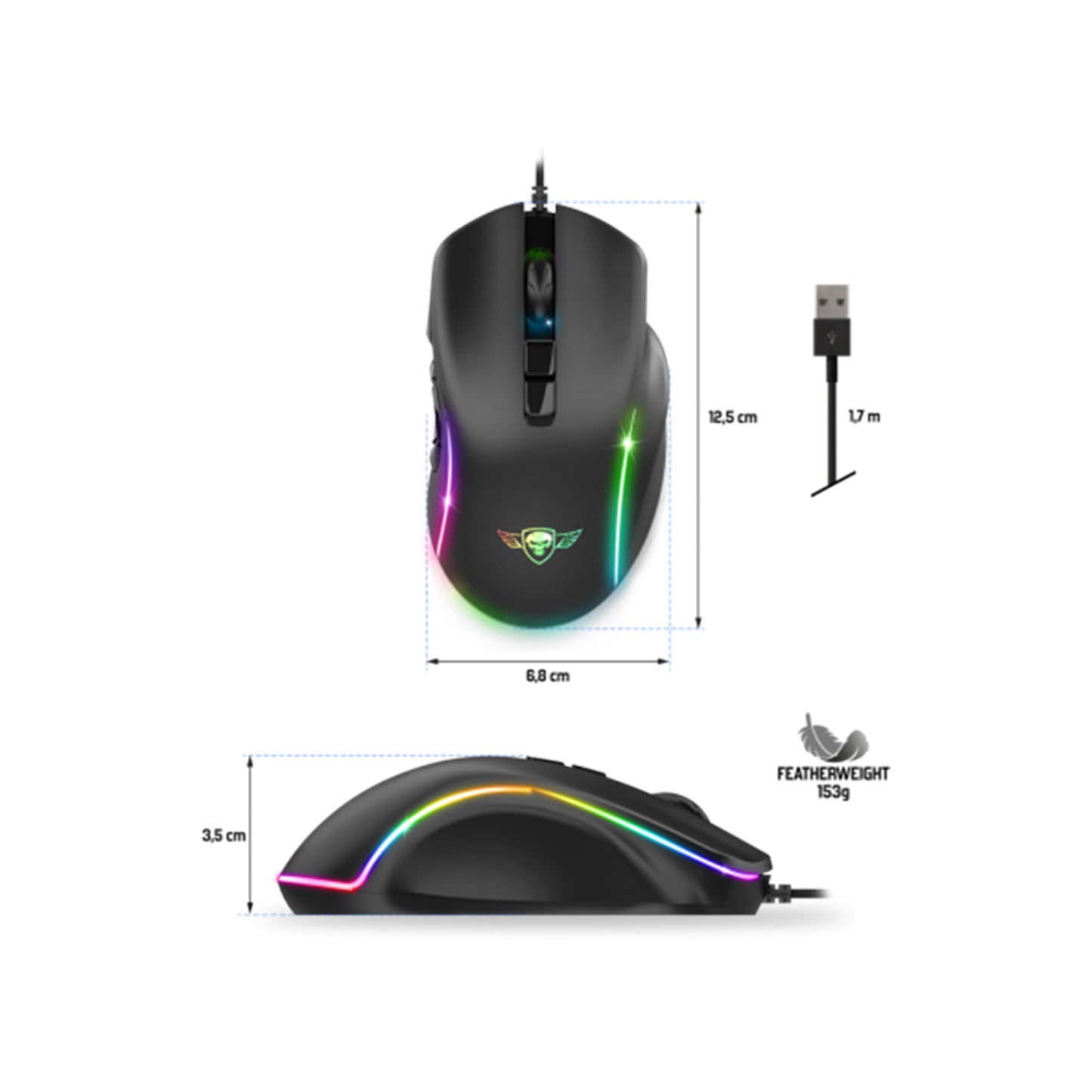 Souris filaire - Gaming - ELITE - M30 - LED - Personnalisable - Boutons programmables - Spirit of gamer - Librairie Oxford City