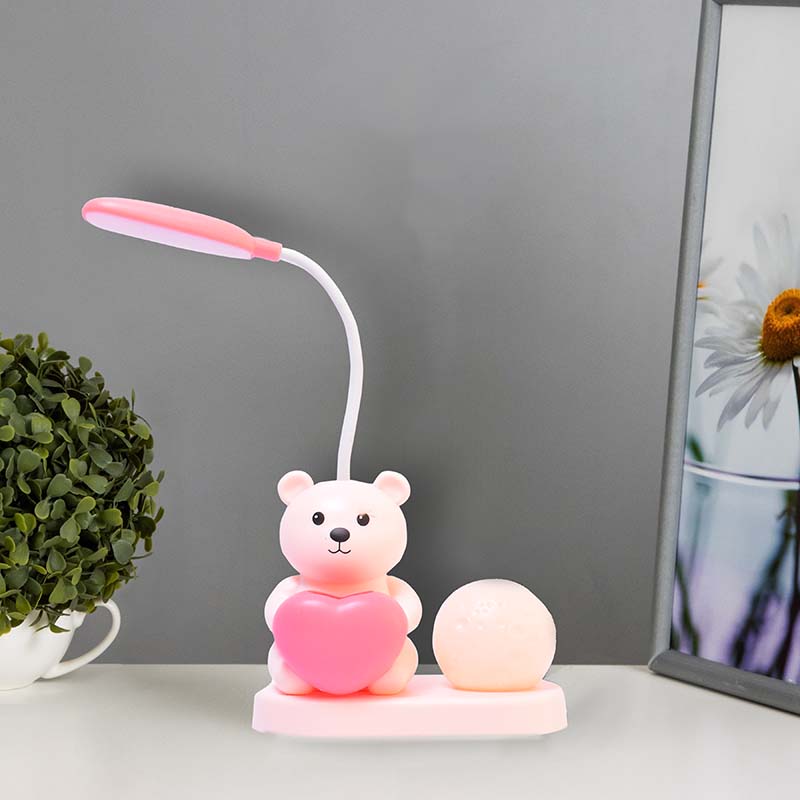 Lampe de Table Ours avec Veilleuse Lune – USB Rechargeable