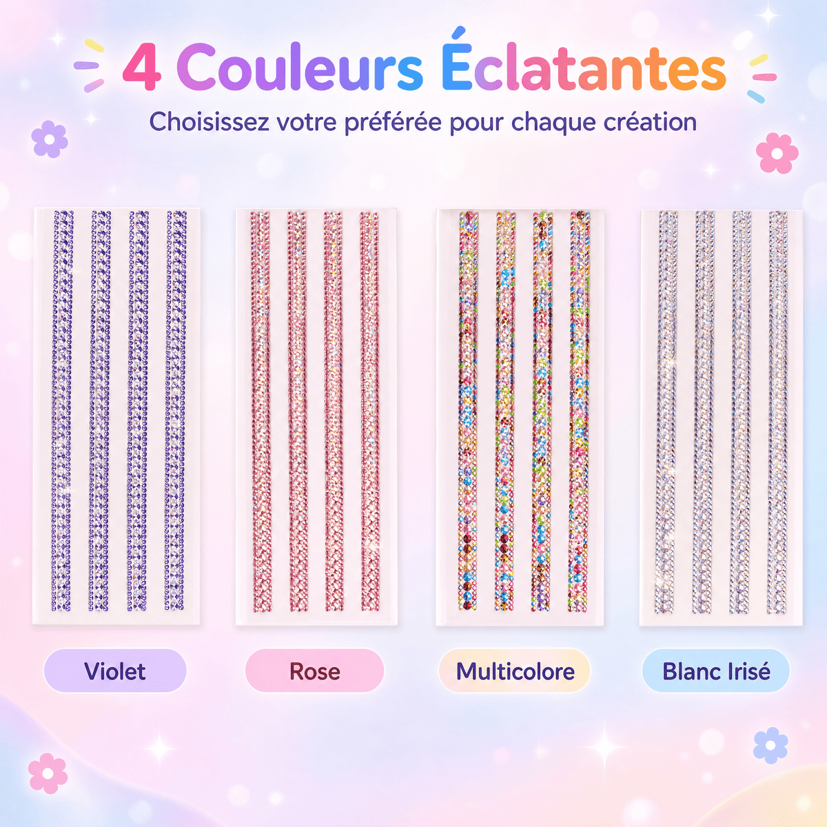 Pack Gem Stickers Strass – 8 Planches + Colle + Pincette - Librairie Oxford City