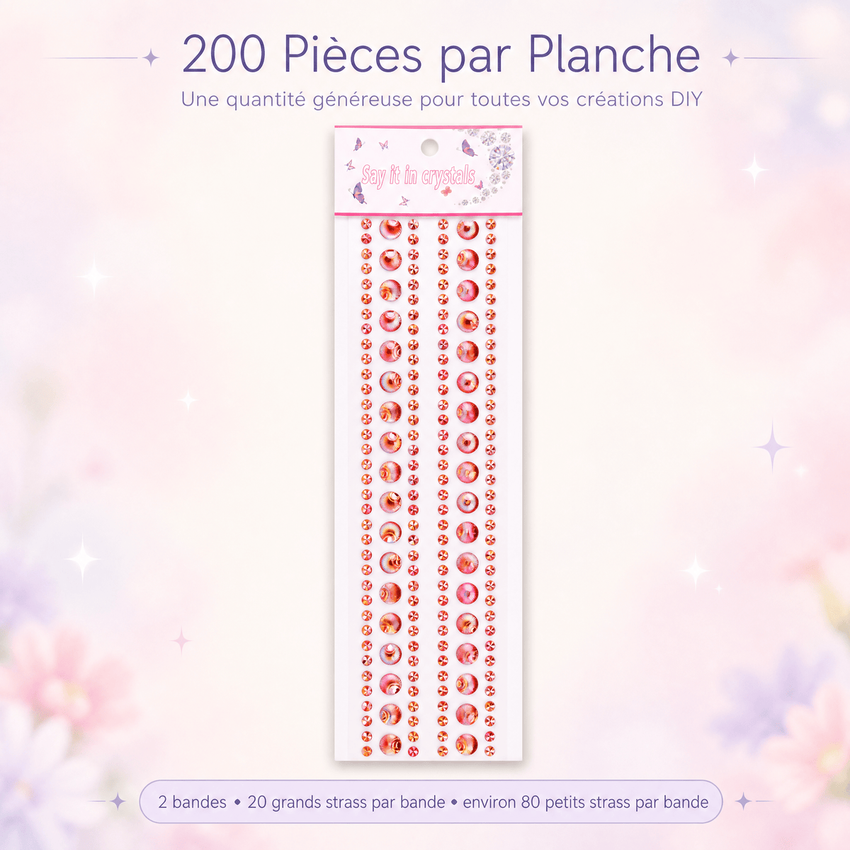 Gem Stickers Strass Coquillage ORNAGE – Lot de 5 Planches - Librairie Oxford City