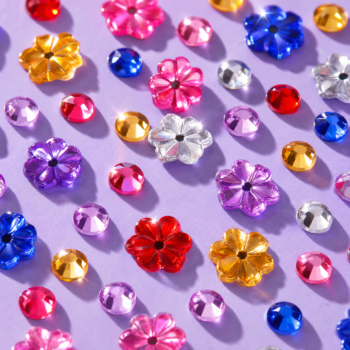 Pack Gem Stickers Strass Fleur – 12 Planches + Colle + Pincette - Librairie Oxford City
