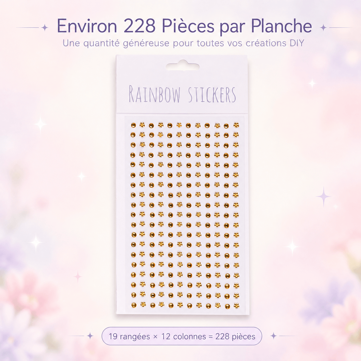 Pack Gem Stickers Strass Fleur – 12 Planches + Colle + Pincette - Librairie Oxford City