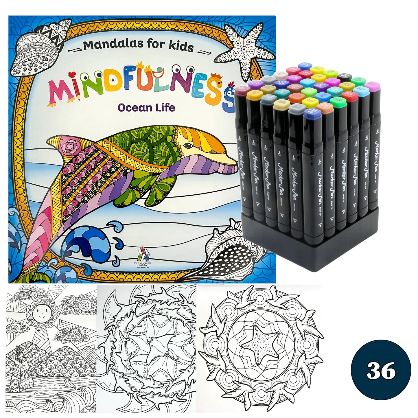 🧘‍♀️ Pack Mandalas + Crayons Graphic Marker — Mindfulness Kids - Librairie Oxford City