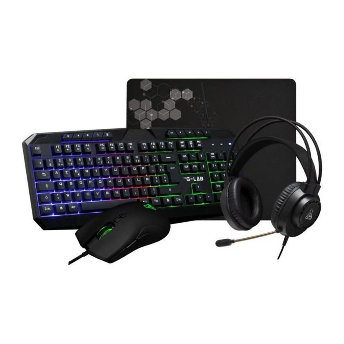 THE G - LAB Combo Natrium 4 - en - 1 Gaming - Clavier Azerty Rgb, Souris 6400 Dpi, Casque 50 Mm - Librairie Oxford City