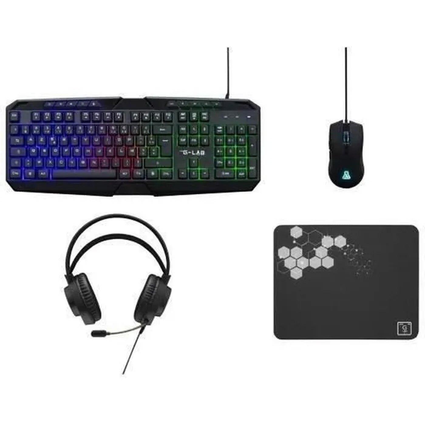 THE G - LAB Combo Natrium 4 - en - 1 Gaming - Clavier Azerty Rgb, Souris 6400 Dpi, Casque 50 Mm - Librairie Oxford City