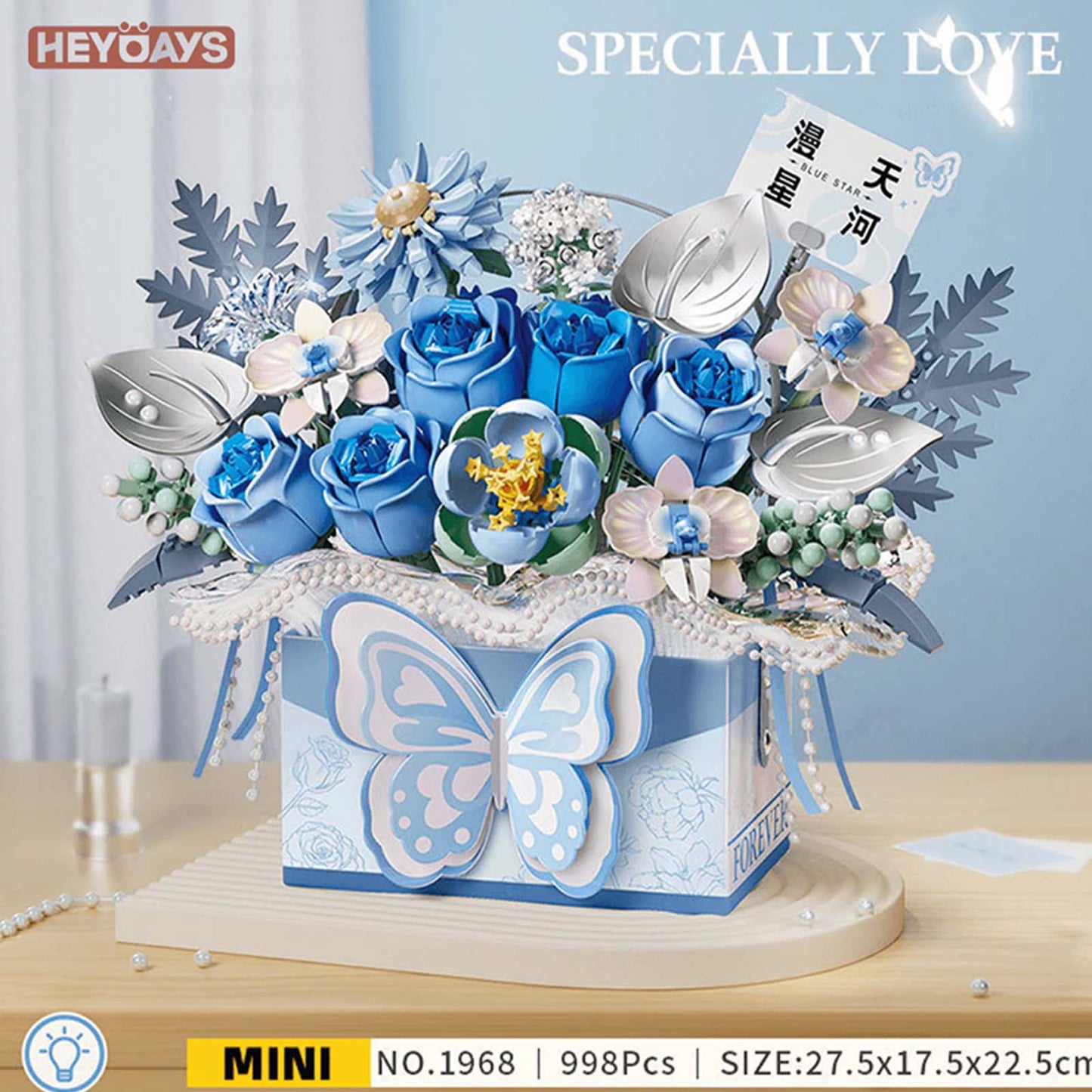 Bouquet Papillon en Briques – Romance Gift Box (Modèle au choix : Rose / Bleu / Violet / Fuchsia) - Librairie Oxford City