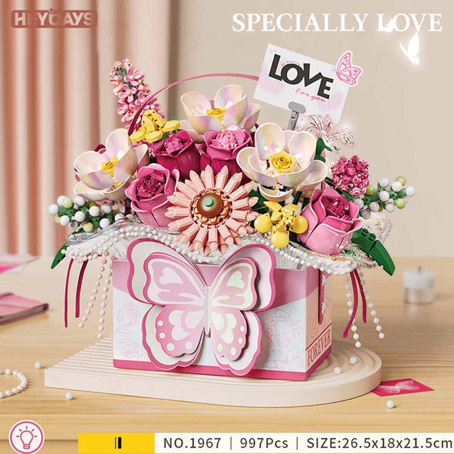 Bouquet Papillon en Briques – Romance Gift Box (Modèle au choix : Rose / Bleu / Violet / Fuchsia) - Librairie Oxford City