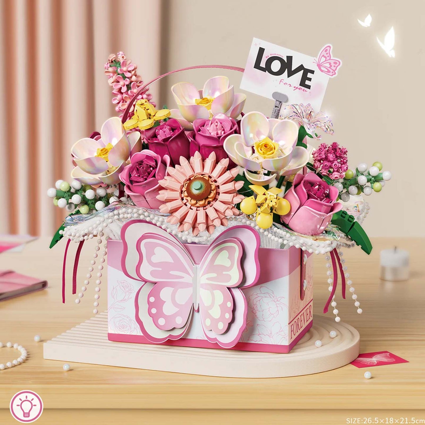 Bouquet Papillon en Briques – Romance Gift Box (Modèle au choix : Rose / Bleu / Violet / Fuchsia) - Librairie Oxford City