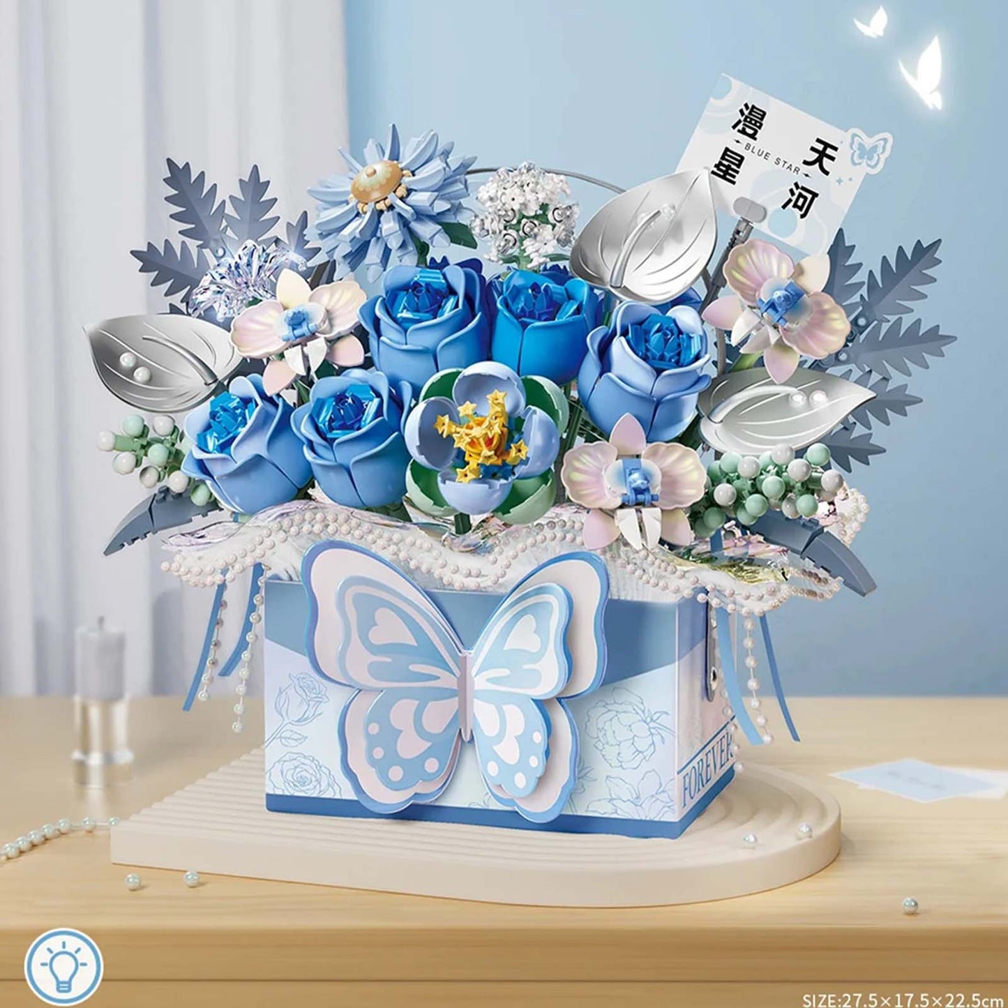 Bouquet Papillon en Briques – Romance Gift Box (Modèle au choix : Rose / Bleu / Violet / Fuchsia) - Librairie Oxford City