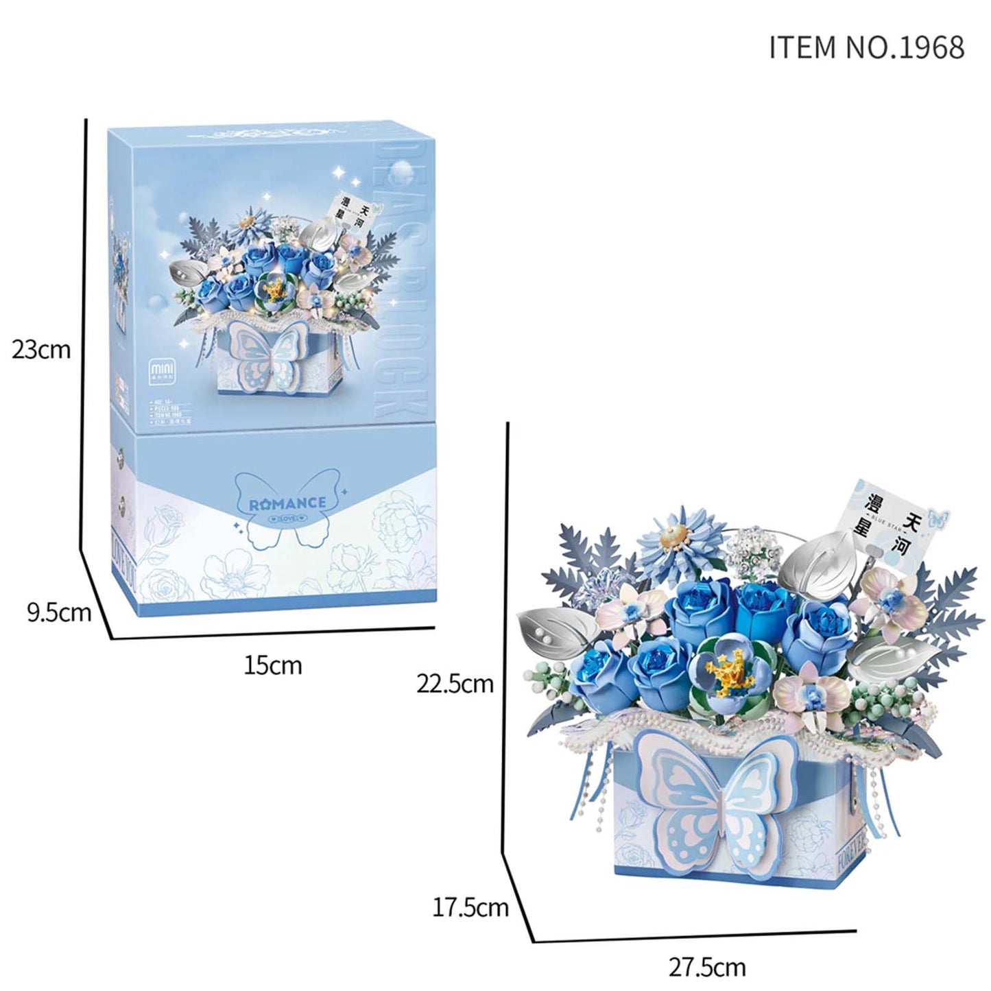 Bouquet Papillon en Briques – Romance Gift Box (Modèle au choix : Rose / Bleu / Violet / Fuchsia) - Librairie Oxford City