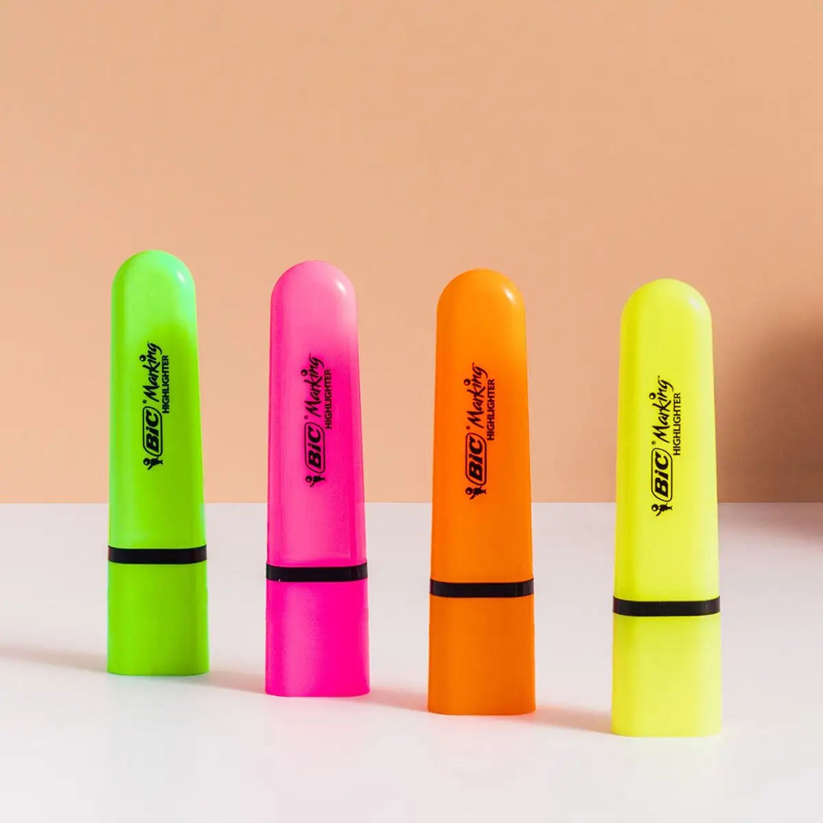 Surligneurs BIC Marking Flat Fluo - Assortiment de Couleurs Fluo, Pack de 4 - Librairie Oxford City