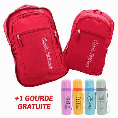 Cool School DuoPack – Sac à Dos 2en1 + Gourde Offerte