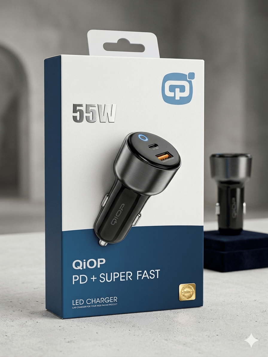 Qiop Chargeur de voiture 55w USB - A + USB - C - Librairie Oxford City