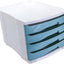 Bloc Tiroirs de Rangement 4 Niveaux – Multicolore / Bleu / Gris - Librairie Oxford City