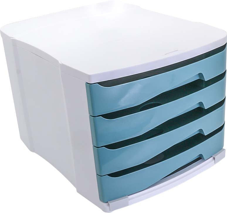 Bloc Tiroirs de Rangement 4 Niveaux – Multicolore / Bleu / Gris - Librairie Oxford City