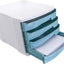 Bloc Tiroirs de Rangement 4 Niveaux – Multicolore / Bleu / Gris - Librairie Oxford City