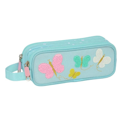 Trousse Joumma Bags Butterfly 2 Zips — Turquoise & Rose - Librairie Oxford City