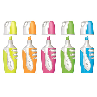 ✨ Maped Mini Marqueurs Fluo x5 🌈 – Couleurs Vives 💛💚💙