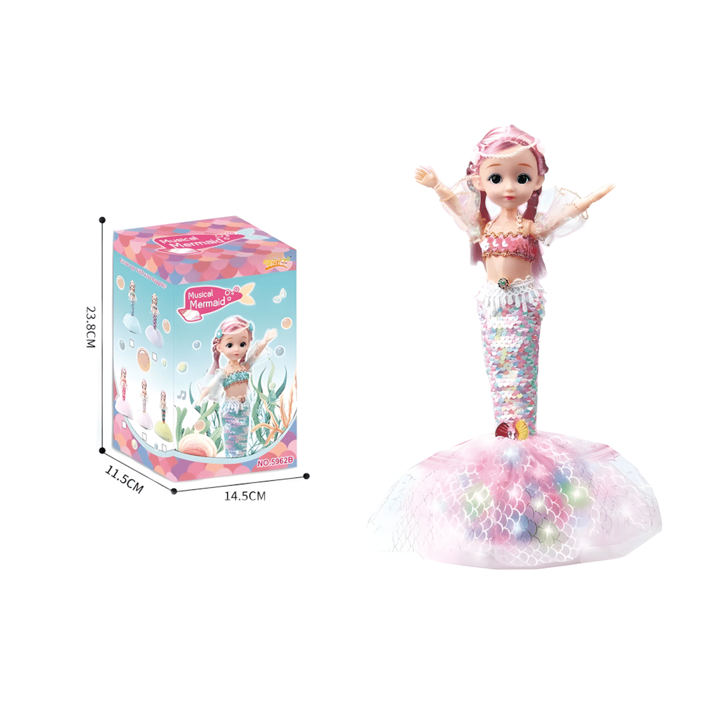 Poupée Sirène Musicale 🧜‍♀️ avec Lumières & Danse – 23cm - Librairie Oxford City