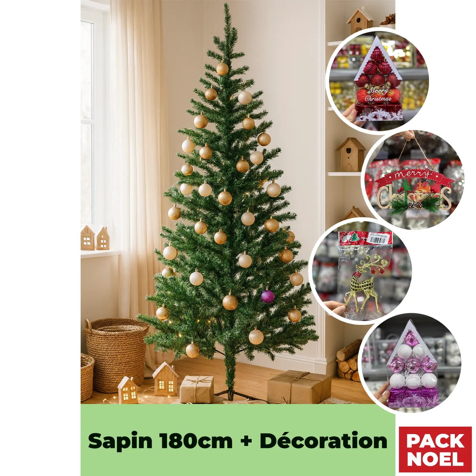 Pack Sapin 180cm + Décorations – Édition Noël - Librairie Oxford City