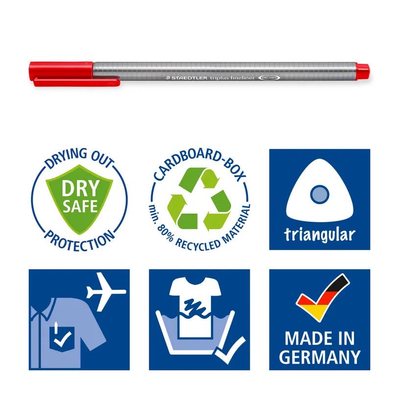 STAEDTLER triplus 334 - 4 feutres fins - 0.3 mm - noir. rouge. bleu. vert - Librairie Oxford City