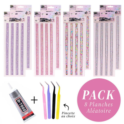 Pack Gem Stickers Strass – 8 Planches + Colle + Pincette - Librairie Oxford City