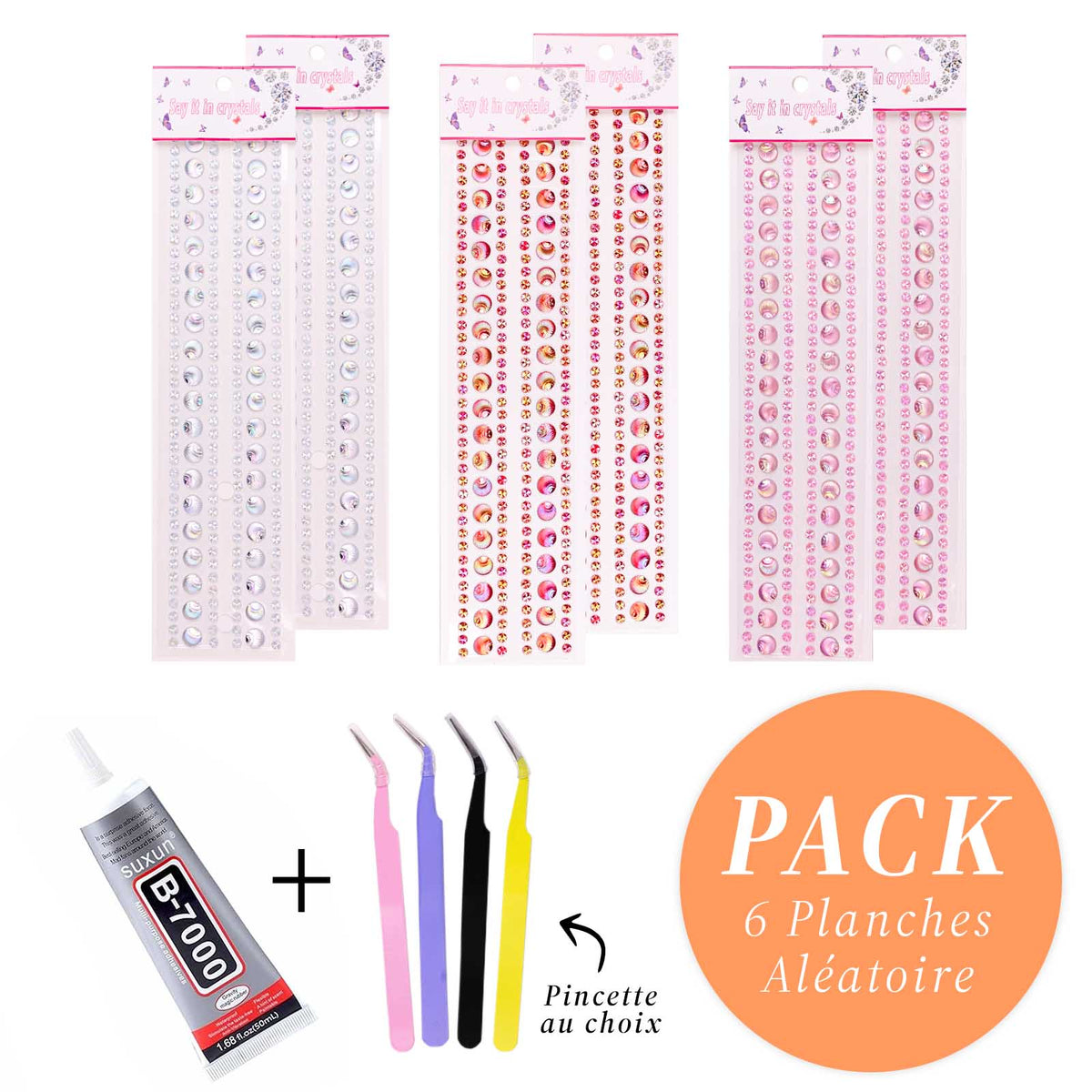 Pack Gem Stickers Strass Coquillage – 6 Planches + Colle + Pincette - Librairie Oxford City