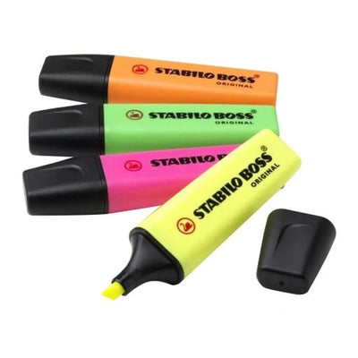 ⚡ STABILO BOSS ORIGINAL – Pochette Fluo Power (x4) 💛🧡💗💚 - Librairie Oxford City
