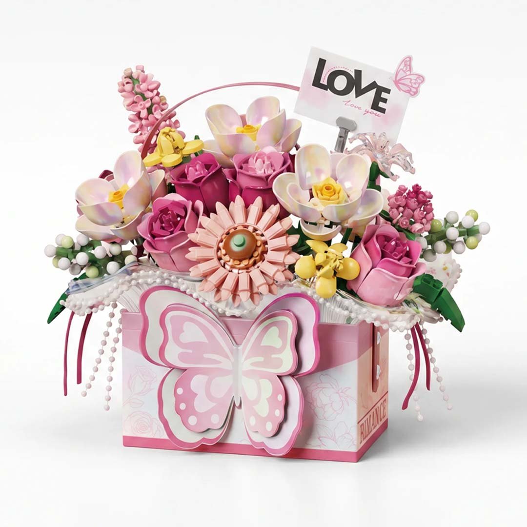 Bouquet Papillon en Briques – Romance Gift Box (Modèle au choix : Rose / Bleu / Violet / Fuchsia) - Librairie Oxford City