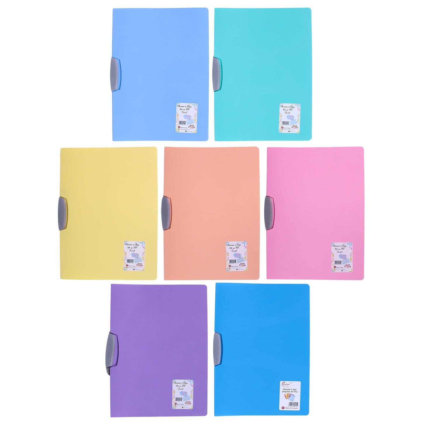 Chemise à Clip PP Primo Pastel A4 – Coloris Assortis - Librairie Oxford City