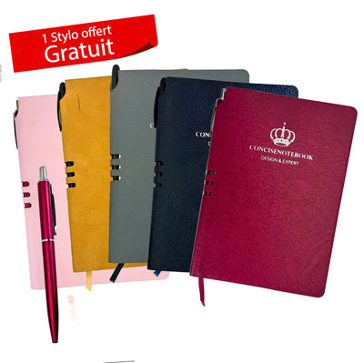Carnet Concise Notebook Design & Expert avec Stylo – Couverture Cuir Premium (21×15 cm)