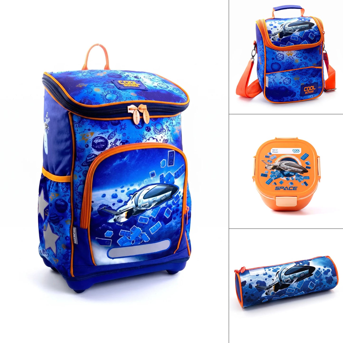 Pack 4 Pièces Cool School – Sac à Dos, Porte-Goûter, Trousse & Boîte à Repas