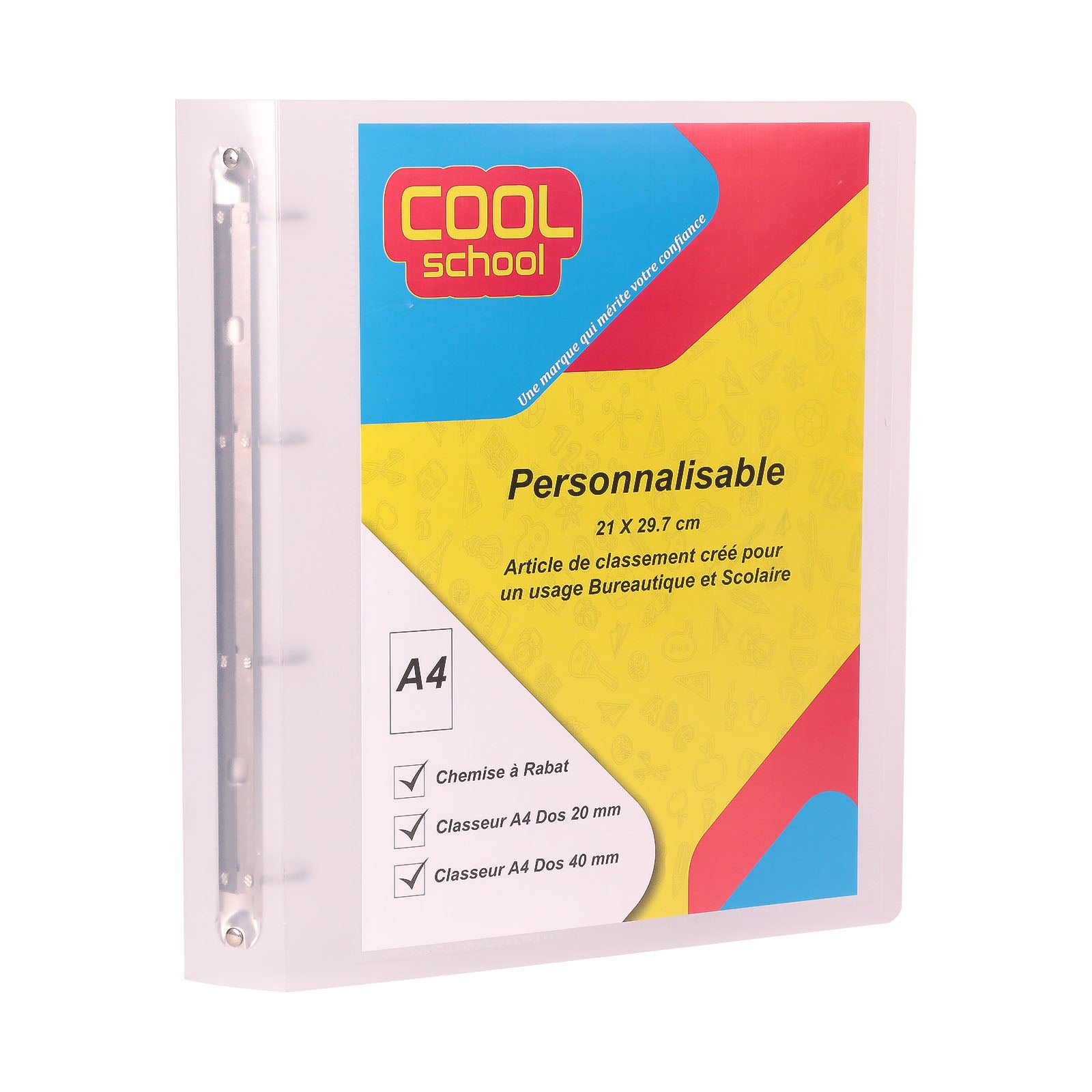 Classeur 4 Anneaux PP Glossy A4 40mm Personnalisable — Cool School - Librairie Oxford City