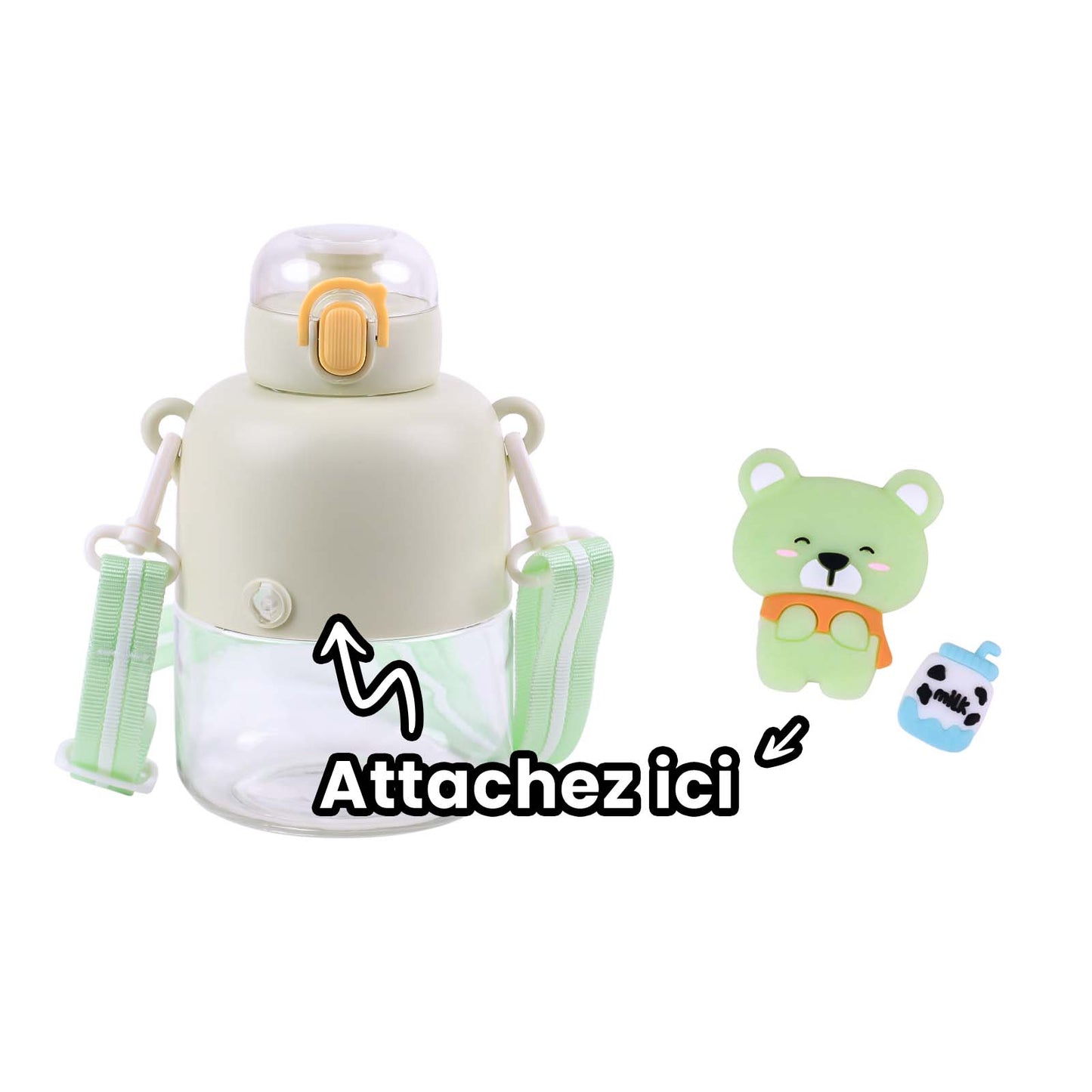Gourde Enfant Robot avec Charm 16cm - Paille & Bandoulière