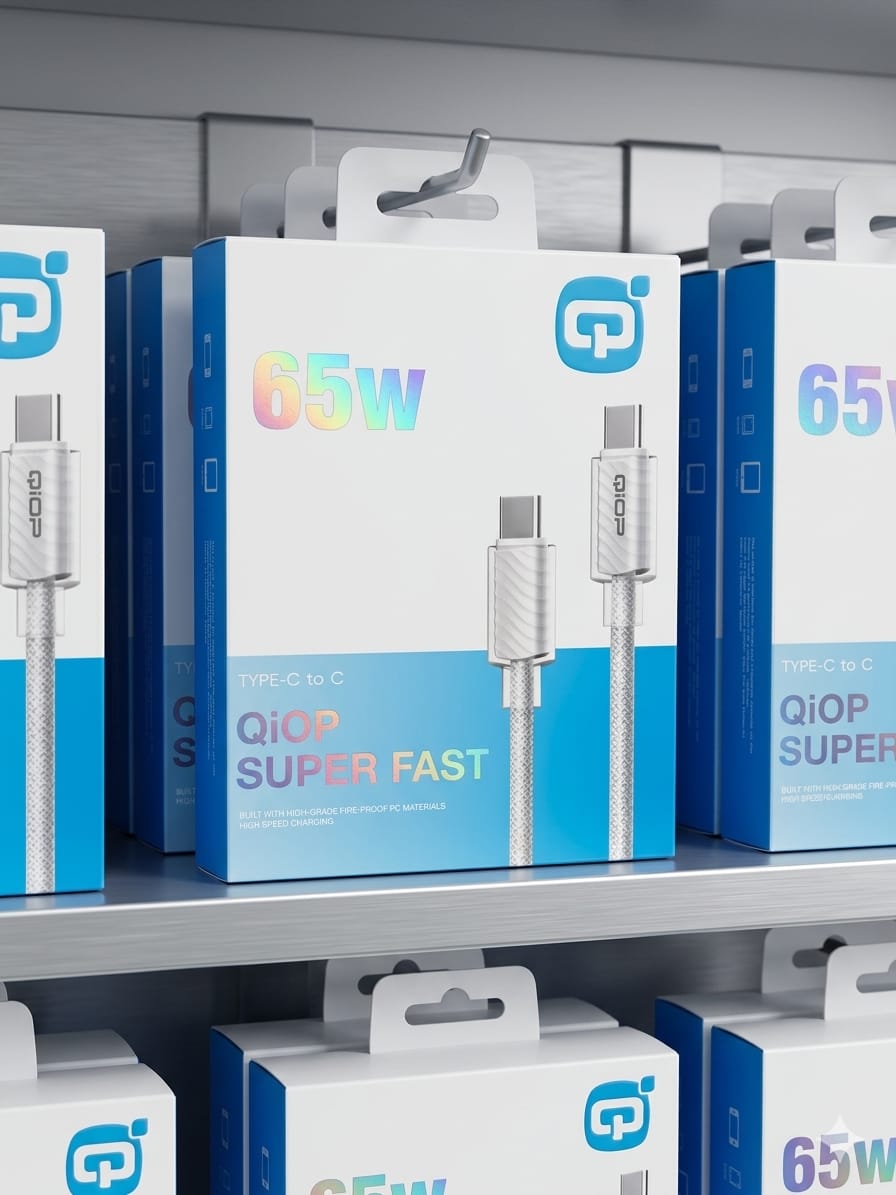 Câble Chargeur Qiop Type - C 65W Blanc - Librairie Oxford City