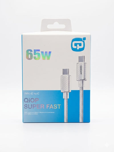 Câble Chargeur Qiop Type - C 65W Blanc - Librairie Oxford City