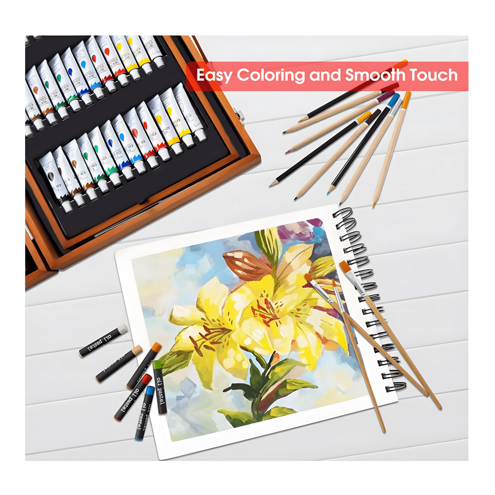 Coffret Dessin & Peinture Complet en Bois – Set Artistique 174 Pièces - Librairie Oxford City