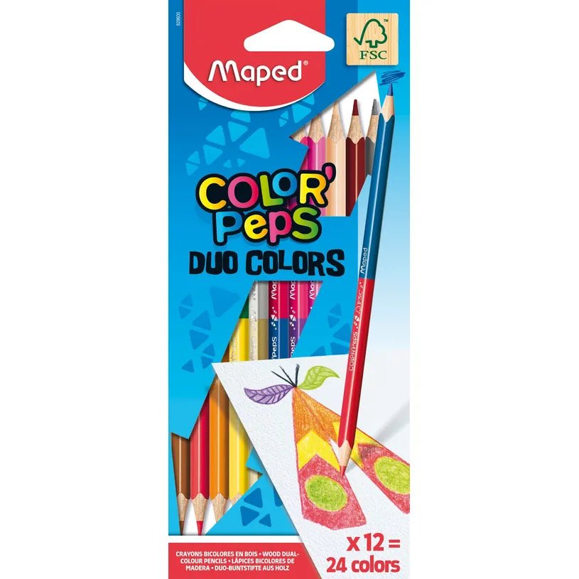 Maped Color'Peps Duo - 12 Crayons de couleur 2 - en - 1 - Librairie Oxford City